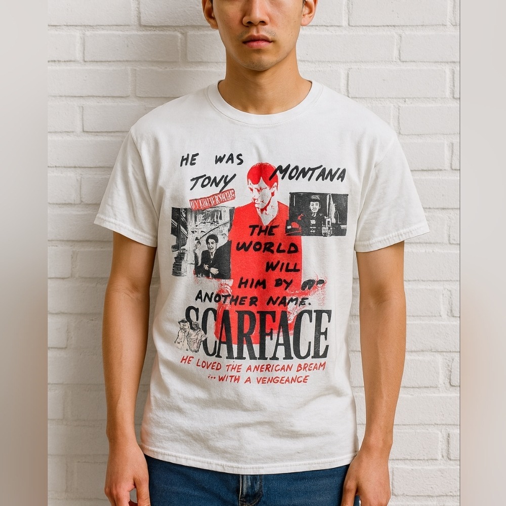 Ripple Junction Scarface Graphic T-Shirt Mens Medium White Excellent